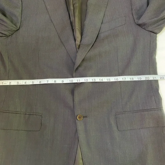CANALI Made in Italy Brown/Blue/White Pinstripe 100% Wool 2-Button Blazer SZ 44L